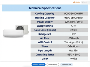 Aires Acondicionados Split de Clase A+++, Refrigeración y Calefacción, Bomba de Calor, 12000 Btu, Z-pro Zero, Alta Eficiencia - Product Image 4