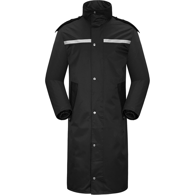 Factory Price Men and Women's Stylish Waterproof Long Rain Jacket With Reflective Elements With Hood Ideal for Outdoors