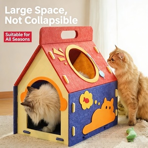 Lit-caverne pour chat de grande taille – Feutre polyester pliable, abri insonorisé pour chatons et animaux de compagnie - Product Image 1