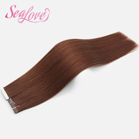 Extensions de cheveux humains en gros, double trame, à coller, effet peau # Extensions de cheveux lisses en ruban adhésif de couleur personnalisée 33