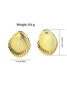 Boucles d'oreilles clous en acier inoxydable plaqué or <span class=keywords><strong>pour</strong></span> femmes, hypoallergéniques, style vintage coquillage, parfaites <span class=keywords><strong>pour</strong></span> offrir en <span class=keywords><strong>cadeau</strong></span> - Product Image 2