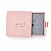 Boîte d'emballage rigide personnalisée pour bijoux, style tiroir coulissant de luxe avec pochette en velours doux pour la personnalisation de la marque de bijoux