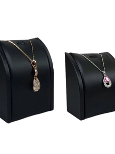 Modern Retro Custom Black Leather Necklace Display Jewellery Rack Pendant Necklace display storage stand - Product Image 2