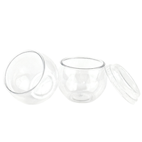Vasos de Plástico Transparentes Desechables de 80 ml, de Pared Simple, Esféricos, de Grado Alimenticio, para Postres, Mousse, con Tapa, para Jugo, Agua Mineral