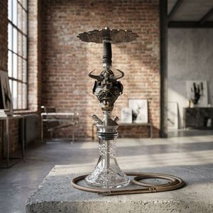 Set de Hookah de Acero Inoxidable con Acabado Espejo, Base de Vidrio, una Sola Manguera, Caja de Regalo para Bar, Salón o Viajes - Product Image 1