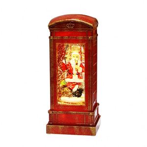 New Christmas Decoration Supplies Santa Red Telephone Booth Lantern Glitter Water Spinning for Christmas Ornaments <b>Lights</b> - Product Image 1