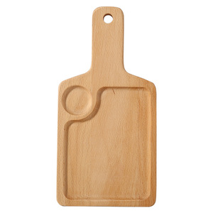 Plateau à steak en bois massif rectangulaire 30x15cm avec rainure pour bœuf, poulet, frites, pizza, plateau de service pour fête - Product Image 5