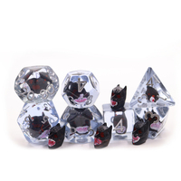 Nouvel ensemble de 7 dés DND en résine à bords doux, noirs et transparents, pour Dungeons and Dragons, vente en gros
