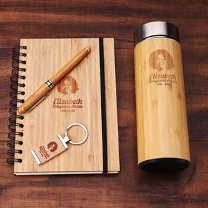 Eco Custom logo Promotional Wood A5 <b>Notebook</b> Thermos Flask Pen Keychain 4in1 Corporate Gift Box <b>Set</b> Business Gift <b>Set</b> for Man - Product Image 4