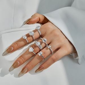 Bagues Dylam élégantes en argent S925 plaqué rhodium, zircone 5A à coupes variées, pour mariage, fiançailles et promesse - Product Image 2
