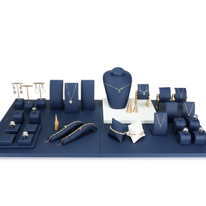 Ensemble de présentoirs à bijoux en cuir PU rose de luxe personnalisé Jinsky, 800x400 mm, accessoires de vitrine pour conteneur à bijoux - Product Image 4