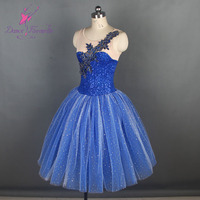 Robe de ballet bleu brillant de qualité supérieure, tutu en spandex, robe justaucorps à paillettes, costume de ballerine pour filles, nouvelle collection 19506