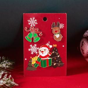 Broche de Metal con Diseño de Alce Navideño, Juego de 3 Piezas, con Tarjeta de Papel, Pin de Solapa Esmaltado, Lindo y Suave - Product Image 2