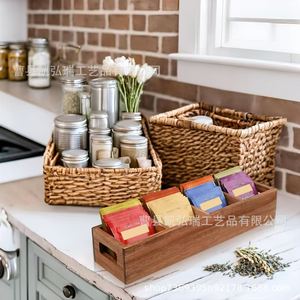 Wooden <b>tea</b> bag 4-compartment storage <b>box</b>, office <b>tea</b> room countertop <b>tea</b> bag and sugar packet storage <b>box</b>, multi-purpose wooden - Product Image 2