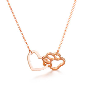 Collar con huella de pata de Mascota para mujer y niña, colgante de corazón de amor de perro y gato, joyería de alta calidad, G1651 - Product Image 1
