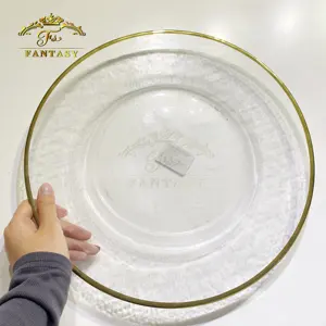 cheap clear glass plate for wedding hotel dining room decorative