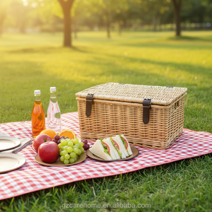 Cestas de Almacenamiento para Picnic, <span class=keywords><strong>Cesta</strong></span> de Mimbre Aislada para 4 Personas, <span class=keywords><strong>Cesta</strong></span> de Picnic Vacía, Juego de Regalo para Picnic, para <span class=keywords><strong>Camping</strong></span> - Product Image 3