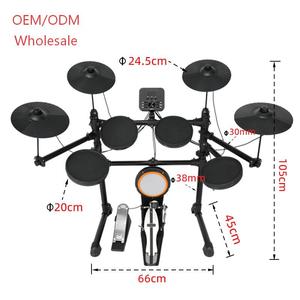 Kit de batterie électronique portable, 5 fûts, 4 cymbales, pads en silicone, cadre métallique pliable, avec écouteurs - Product Image 1