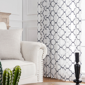 Panneau de Rideau en Voile Blanc Brodé de Diamants Translucides, Broderie <span class=keywords><strong>Marocaine</strong></span>, Rideaux Transparents pour Chambre et Salon - Product Image 5
