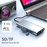 Hub USB C 11 en 1, Estación de Conexión 3.0, 100W PD, RJ45 Ethernet, HDMI 4K, VGA, Lector de Tarjetas SD y TF, Adaptador Tipo-C para Laptop y Tablet