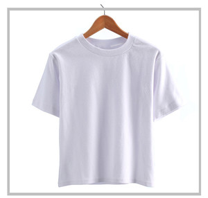 T-Shirt in bianco all'ingrosso di alta qualità tinta unita manica corta t-Shirt da <span class=keywords><strong>donna</strong></span> in cotone t-Shirt di base per le signore Top corto Mujer - Product Image 3