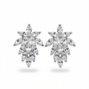 Pendientes de lujo con forma de flor para mujer, plata 925, cristal, diamantes de imitación, joyería de boda, con engaste de garra - Product Image 1