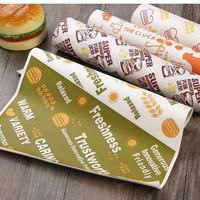 Papier d'emballage personnalisé avec logo, résistant à l'huile et de qualité alimentaire, vente en gros pour les restaurants de burgers et de poulet frit