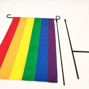 ธงตกแต่งสวนกลางแจ้งขนาด 12x18 นิ้ว พิมพ์ลายสองด้าน แสดงความภาคภูมิใจของชาวเกย์อเมริกัน - Product Image 2