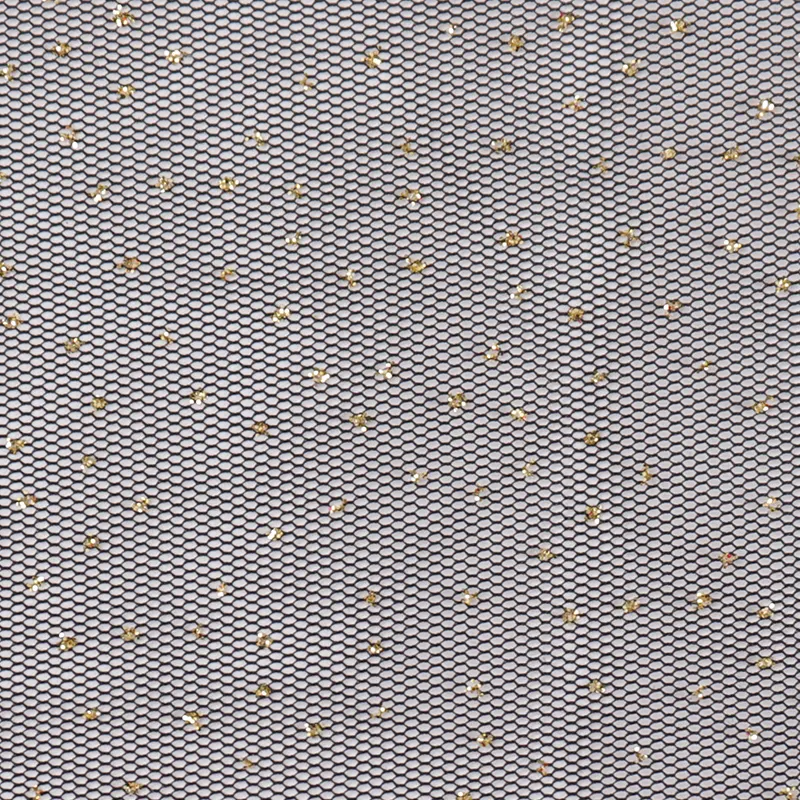 Poliestere Oro Paillettes Glitter Foglio di Maglia Tessuto di Tulle Per Il Vestito
