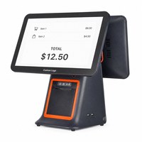 Terminal de point de vente à double écran tactile capacitif tout-en-un, caisse enregistreuse 15,6 pouces avec imprimante thermique intégrée de 58 mm, Windows I5 8 Go