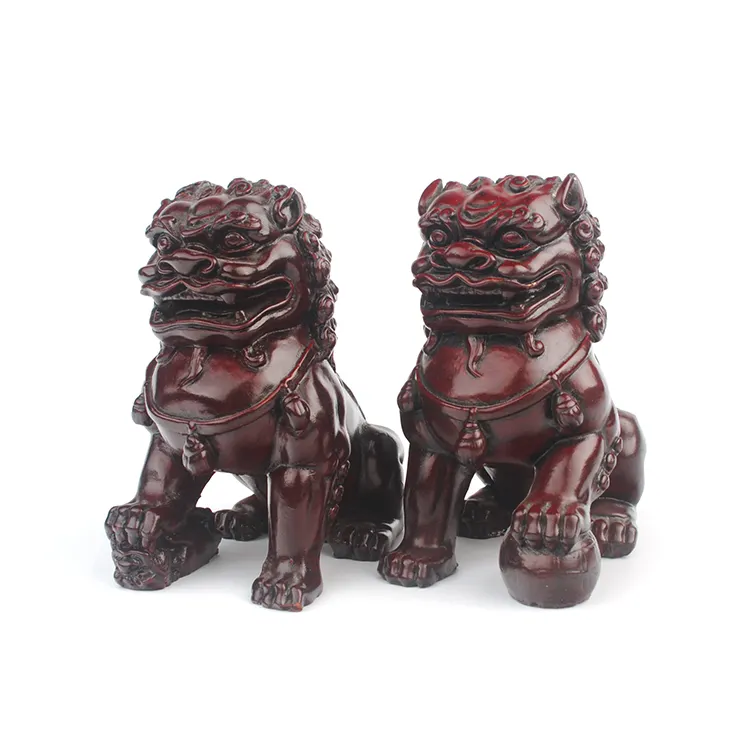 Rode kleur Fu Standbeeld Geluk China Groothandel Foo Dog Art