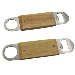 Custom Groothandel Rvs Flesopener Met Hout Cover, Groothandel Hout Cover Flesopener