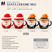 Mug à couvercle en céramique créatif motif Père Noël 430 ml pour la saison des fêtes de Noël et la dégustation de café