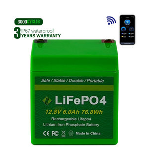 Batterie rechargeable LiFePO4 12V 6Ah OEM ODM à semi-conducteurs avec BMS, plus de 3000 cycles, pour énergie solaire - Product Image 1