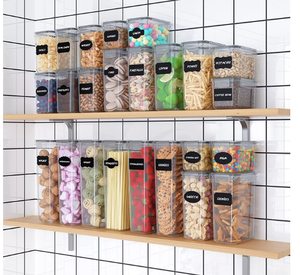 Conjunto de Armazenamento Doméstico com 24 Peças, Organizador de Cozinha Empilhável de Plástico Livre de BPA, Caixa de Armazenamento para Alimentos Secos - Product Image 5
