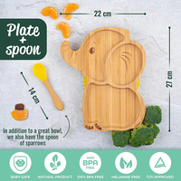 Ensemble de vaisselle en bois personnalisé pour bébé, assiette à ventouse en bois naturel, ensemble de vaisselle en bambou avec animaux, assiette à dîner pour bébé et enfants
