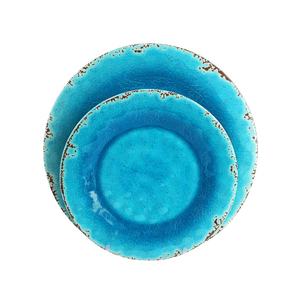 Assiettes à dîner rondes réutilisables en mélamine, rustiques et Vintage, de couleur bleue, en <span class=keywords><strong>plastique</strong></span> <span class=keywords><strong>dur</strong></span>, 10.5 pouces, 2 pièces - Product Image 2