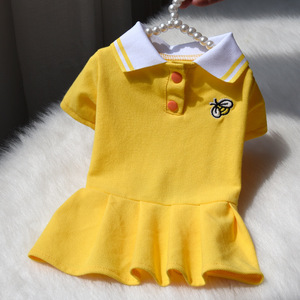 Vestiti Estivi per Cuccioli, Gonne Principessa in Cotone per Cani <span class=keywords><strong>e</strong></span> Gatti, Abiti Polo in Tinta Unita Rosa, Blu <span class=keywords><strong>e</strong></span> Giallo - Product Image 3