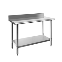Table de travail professionnelle en acier inoxydable NSF 430, avec rebord de 4 pouces, étagère inférieure réglable, robuste