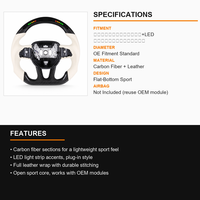Volant sport en cuir et fibre de carbone personnalisé avec éclairage LED, style 3 branches, couleur de surpiqûre personnalisée, compatible avec Dodge Challenger Charger