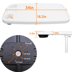 HWHongRV ABS Wasserdichter Alterungsbeständiger Abnehmbarer Bootstisch, 34x18 Zoll Rechteckiger Abnehmbarer Pontonboot-Tisch RV-Tisch - Product Image 4