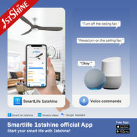 Ventilateur de plafond 1stshine avec lames en bois massif, qualité durable, design élégant, qualité professionnelle, commande par application intelligente, avec lumière LED
