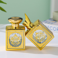 Flacon de parfum moderne de luxe 100 ml MK en verre rectangulaire doré électro-plaqué, écologique, avec pompe pulvérisateur et impression sérigraphique
