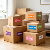 Étiquettes de déménagement imperméables en papier 3,4x2 pouces, autocollants d'emballage codés en 8 couleurs pour boîtes, avec étiquettes vierges personnalisables pour articles fragiles