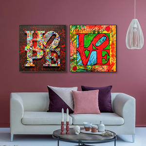 Tableaux sur toile modernes style nordique Graffiti Art LOVE HOPE, affiches et impressions murales pour salon et décoration intérieure - Product Image 2