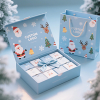 Vente en gros de boîtes de calendrier de l'avent personnalisées avec des dessins de Père Noël et de rennes, double couvercle rabattable, 24 compartiments, emballage de luxe pour cadeaux de Noël
