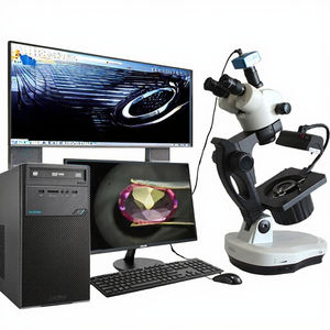 Microscope gemmologique trinoculaire numérique PULSE avec caméra 1920x1080, zoom stéréo, éclairage LED, base elliptique, champ foncé - Product Image 3