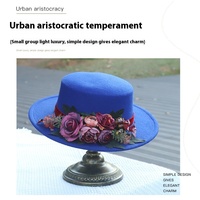 Topi Fedora Vintage 2025 Wanita Elegan Berhias Bunga, Berkualitas Tinggi, Hangat untuk Musim Gugur dan Dingin, Bahan Wol, Pelindung Sinar Matahari, Model Flat Top Bucket Headband