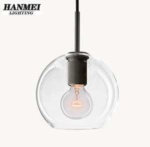 Modern Minimalist Style Single Head Pendant <b>Light</b> Luxury Metal Bedside Glass Ball Design Small E26 Bulb for Bedrooms HM-HR-056 M - Product Image 1