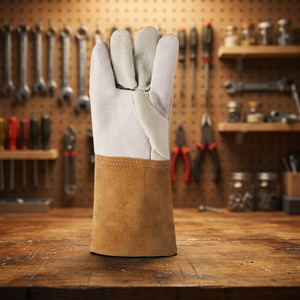 Leather Work Gloves <b>Full</b> Grain Smooth Texture Anti <b>Slip</b> Straight Cuff General Purpose Protective Safety Gloves - Product Image 3